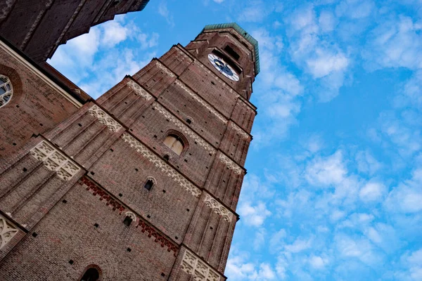 stock image Munich, Bavaria Germany  April 26 2023:The two towers to the large cathedral in the centre of Munich first opened in 1498