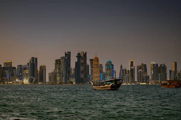 Doha Katar September 2023 Blick Vom Dhow Hafen Doha Katar lizenzfreie Stockfotos