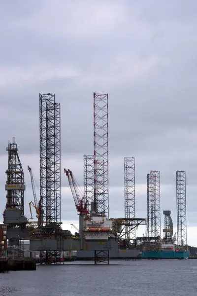 stock image Dundee, Scotland  March 24 2024:The docks at Price Charles Wharf in Dundee, Scotland where exploration rigs are held prior to further contracts.