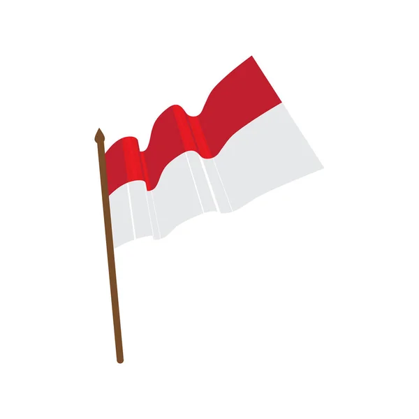 Templat Desain Gambar Vektor Bendera Indonesia - Stok Vektor