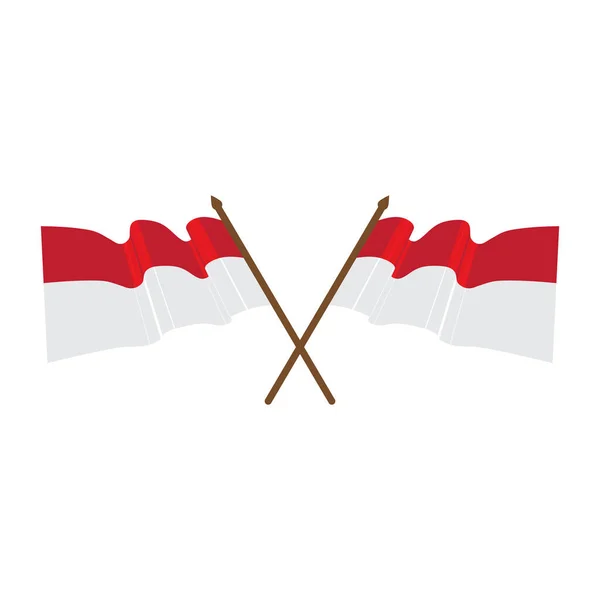 Templat Desain Gambar Vektor Bendera Indonesia - Stok Vektor
