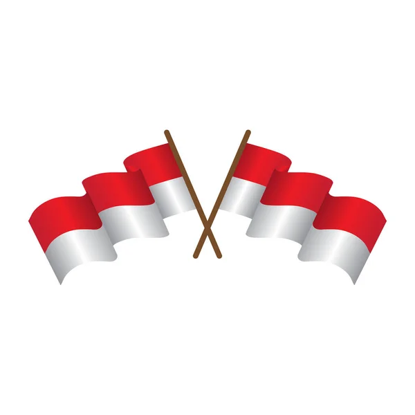 Indonesien Flagga Vektor Illustration Designmall — Stock vektor