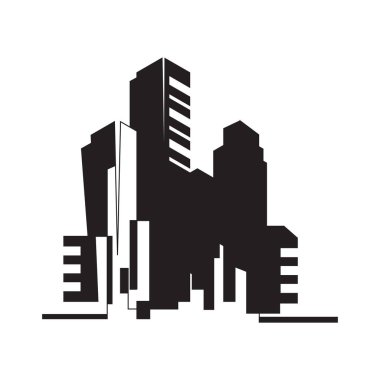 Modern City silueti. Şehir silueti. Düz tasarımda vektör illüstrasyonu