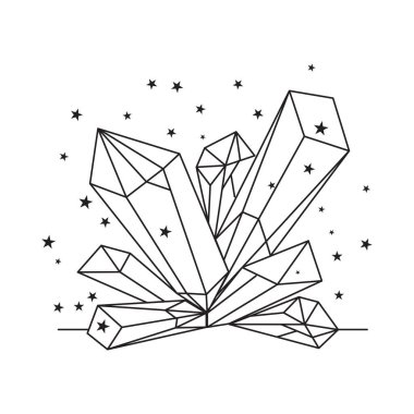 Kristal siluet simgeleri. Mücevher kiti. Mineral pictogram koleksiyonu zümrüt içerir