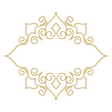 Beyaz arka planda zarif, lüks, klasik altın çiçekli bir çerçeve.