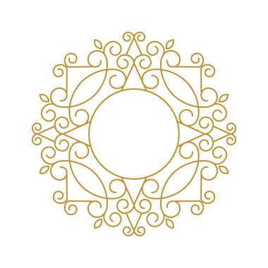 Beyaz arka planda zarif, lüks, klasik altın çiçekli bir çerçeve.