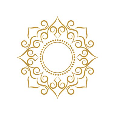 Beyaz arka planda zarif, lüks, klasik altın çiçekli bir çerçeve.