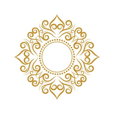 Beyaz arka planda zarif, lüks, klasik altın çiçekli bir çerçeve.