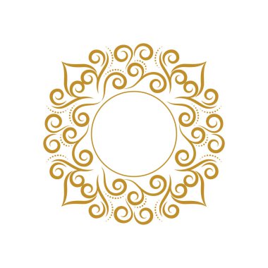 Beyaz arka planda zarif, lüks, klasik altın çiçekli bir çerçeve.