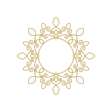 Beyaz arka planda zarif, lüks, klasik altın çiçekli bir çerçeve.