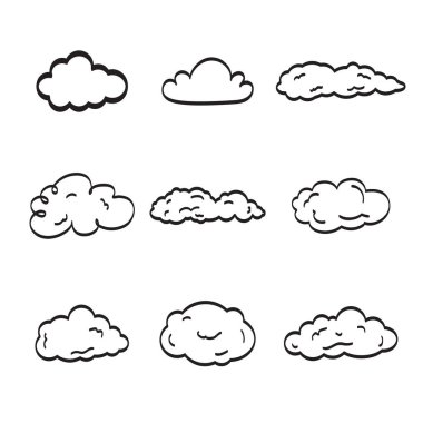 Bulut vektörü çizim el çizimi kümesi