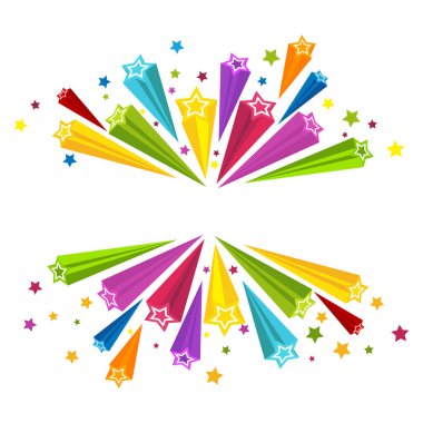 Party Star Banner hisse senedi çizimi, renkli kayan yıldız