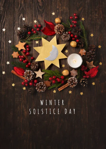 Dia Solstício Inverno Dezembro Noite Mais Longa Ano Símbolo Sol — Fotografia de Stock