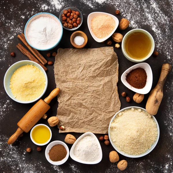 Ingredients Gluten Free Cookies Bread Healthy Eating Dieting Balanced Food — Stock Photo, Image