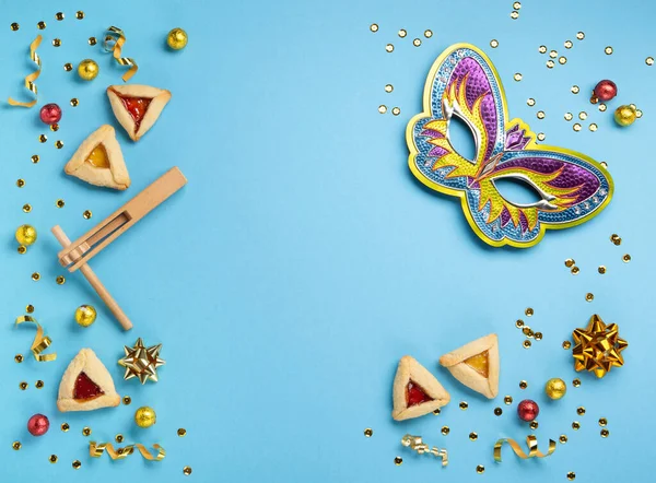 Purim Celebration Jewish Carnival Holiday Concept Tasty Hamantaschen Cookies Carnival — Stock Photo, Image