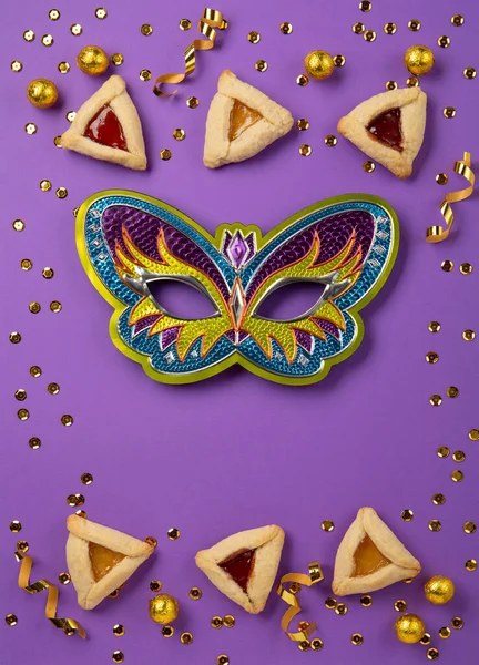 Purim Celebration Jewish Carnival Holiday Concept Tasty Hamantaschen Cookies Triangular — 스톡 사진
