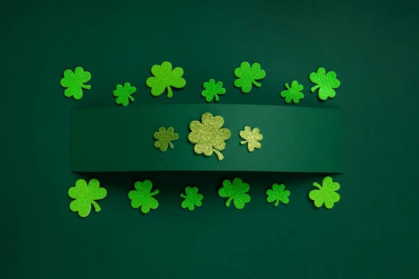 Patrick Day Celebration Concept Greeting Card Traditional Symbols Clover Leaves — Foto de Stock