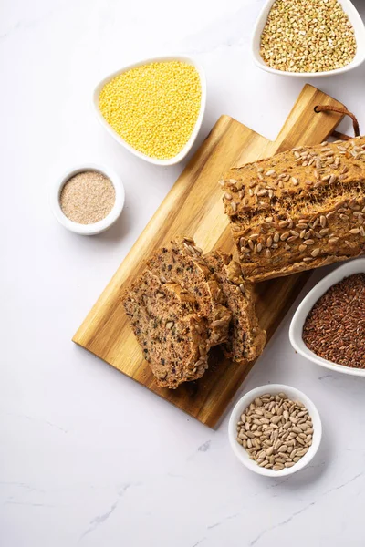 Домашний Хлеб Глютена Здоровое Питание Диета Сбалансированная Концепция Питания Хлопья — стоковое фото