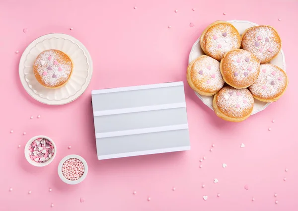 Happy National Donut Day Valentines Day Concept Donuts Doughnuts Icing — Stock Photo, Image