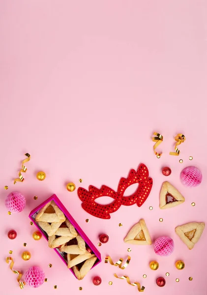 Purim Celebration Jewish Carnival Holiday Concept Tasty Hamantaschen Cookies Triangular — Stock Photo, Image