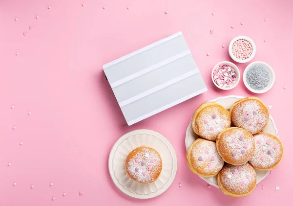 Happy National Donut Day Valentines Day Concept Donuts Doughnuts Icing — Stock Photo, Image