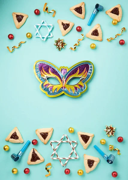 Purim Celebration Jewish Holiday Concept Tasty Hamantaschen Cookies Triangular Pastry — Stock Photo, Image