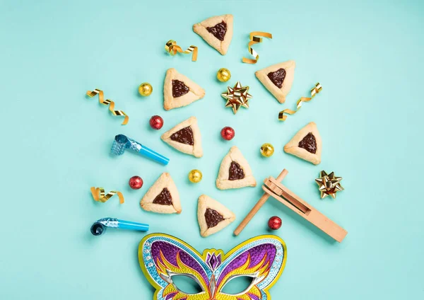Purim Celebration Jewish Holiday Concept Tasty Hamantaschen Cookies Triangular Pastry — 스톡 사진