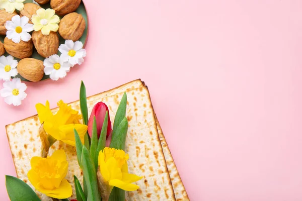 Jewish Holiday Passover Greeting Card Concept Matzah Star David Spring — Stock Photo, Image