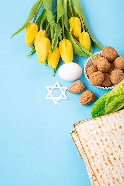 Jewish Holiday Passover Greeting Card Concept Matzah Matzoh Jewish Holiday — Stock Photo, Image