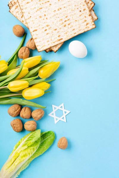 Fiesta Judía Concepto Tarjeta Felicitación Pascua Con Matzah Matzoh Pan —  Fotos de Stock