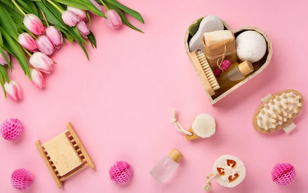 Natural Eco Friendly Beauty Skin Care Products Spa Accessories Women — Fotografia de Stock