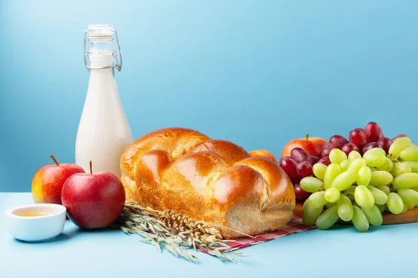 Счастливой Праздничной Открытки Шавуот Еврейский Религиозный Праздник Молочные Продукты Свежие — стоковое фото