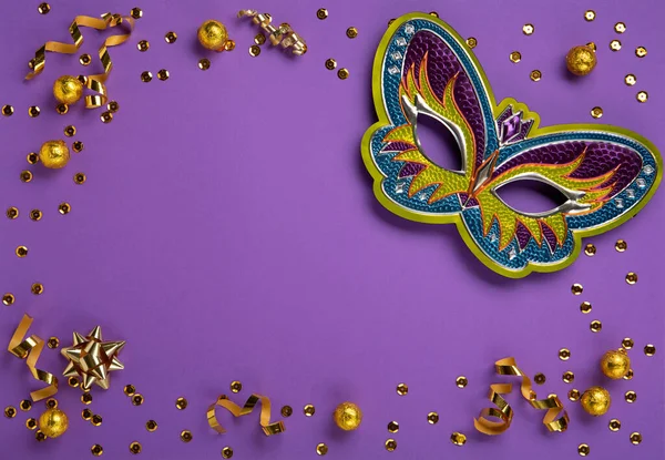 Mardi Gras Masquerade Festival Carnival Mask Sweet Chocolate Candies Gold — Stock Fotó