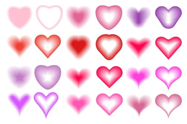 Soft Heart Gradient Blur Modern Minimalist Blurred Gradient Hearts Set — Archivo Imágenes Vectoriales