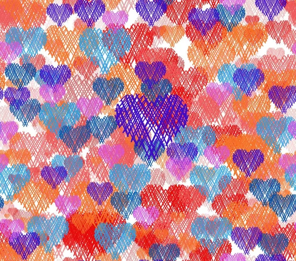 Line Art Heart Seamless Pattern — Stock Fotó