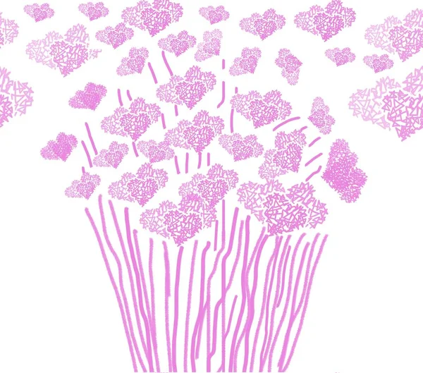 Line Art Pink Heart Pattern — Stock Photo, Image