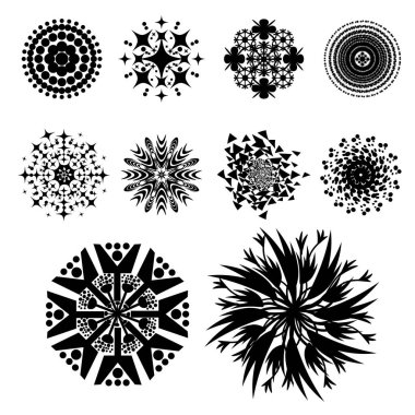 Abstract pattern shapes, Mandala,  curves, Lines. Contemporary modern trendy Vector illustration.