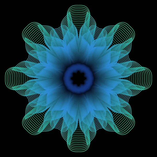 Геометрична Квітка Градієнта Елемент Декору Цифрова Квітка Кольору Чорному Тлі — стоковий вектор