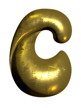 Parlak altın balon metalik harf C büyük, 3D clipart