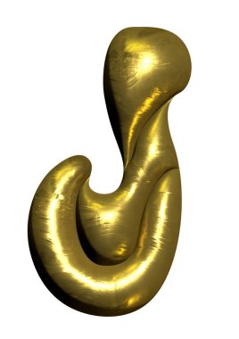 Parlak altın balon metalik harf J büyük harf, 3D clipart