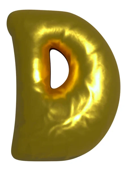 光沢のあるゴールドバルーン金属文字D資本 3Dクリップ — ストック写真