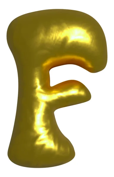 光沢のあるゴールドバルーン金属文字F資本 3Dクリップ — ストック写真