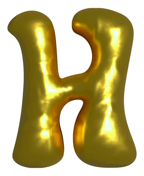 新金球金属字母H大写字母 3D部分 — 图库照片
