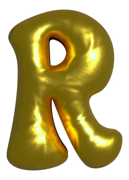 光沢のあるゴールドバルーン金属文字R資本 3Dクリップ — ストック写真