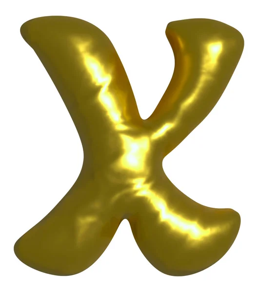 光沢のあるゴールドバルーン金属文字X資本 3Dクリップ — ストック写真