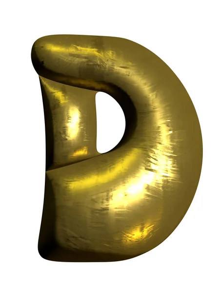 光沢のあるゴールドバルーン金属文字D資本 3Dクリップ — ストック写真
