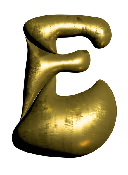 光沢のあるゴールドバルーン金属文字E資本金 3Dクリップ — ストック写真