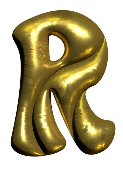 光沢のあるゴールドバルーン金属文字R資本 3Dクリップ — ストック写真