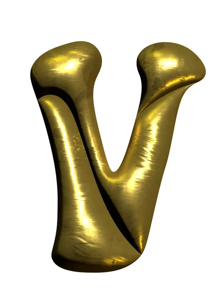 光沢のあるゴールドバルーン金属文字V資本金 3Dクリップ — ストック写真