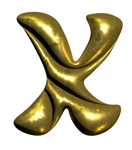 光沢のあるゴールドバルーン金属文字X資本 3Dクリップ — ストック写真